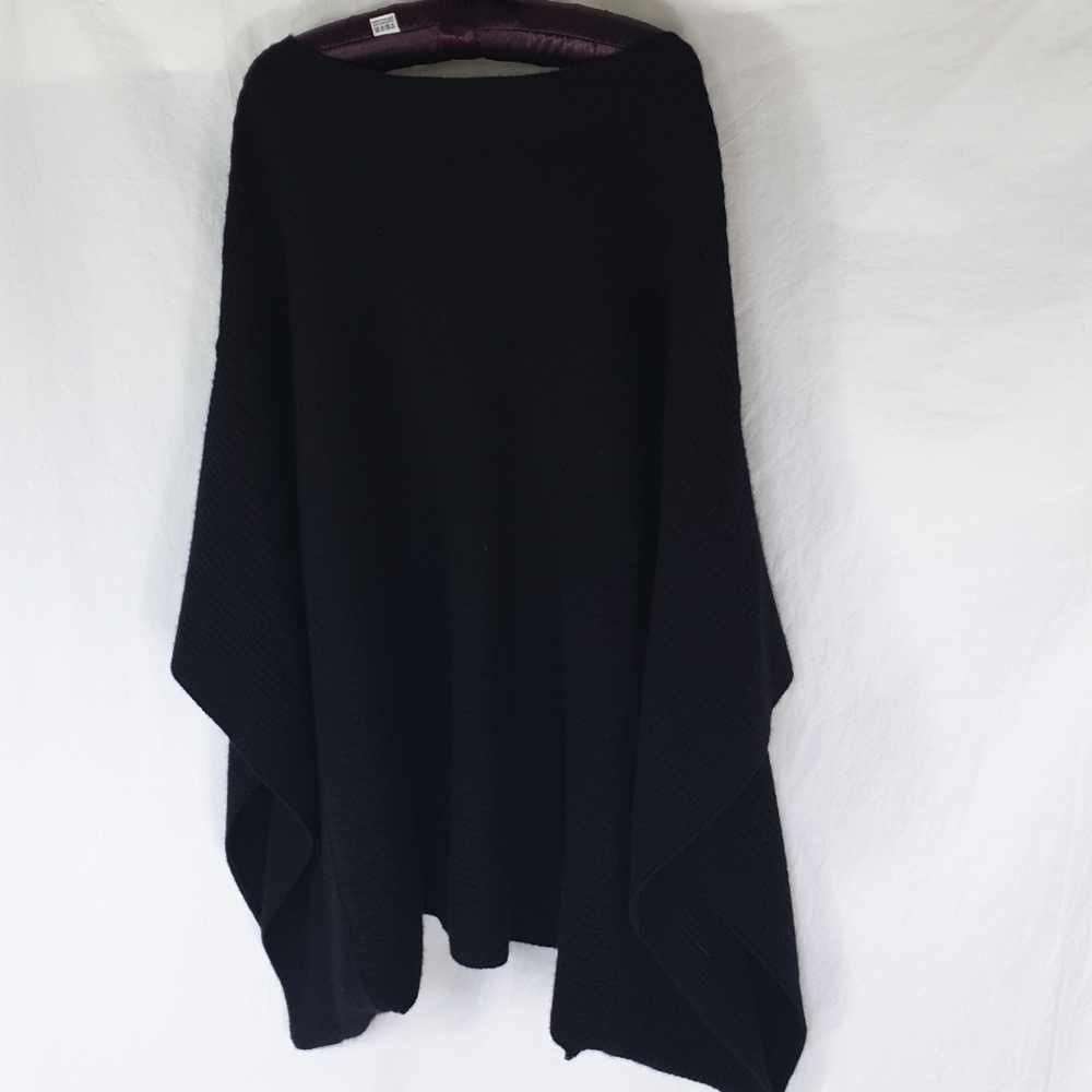 100% cashmere black poncho size S Lord & Taylor - Picture 7 of 12